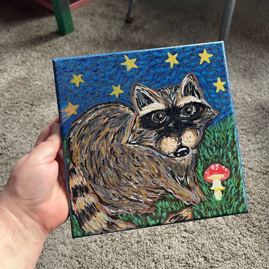 Lucky Racoon painting