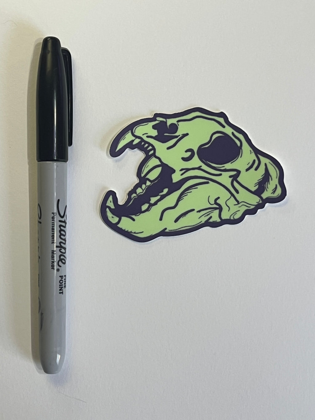 Green rat skull Sticker