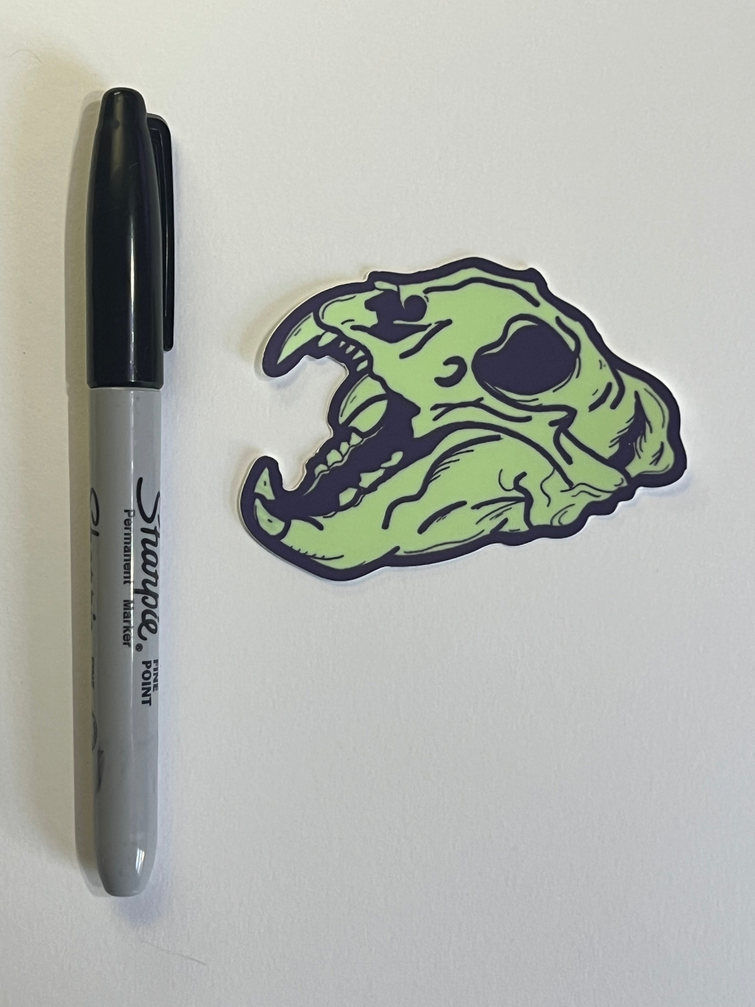 Green rat skull Sticker