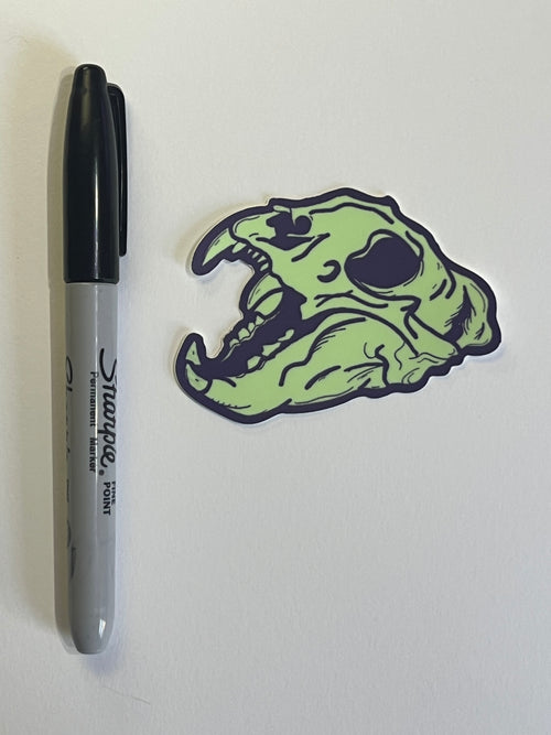 Green rat skull Sticker