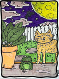 Cat and frog drawing