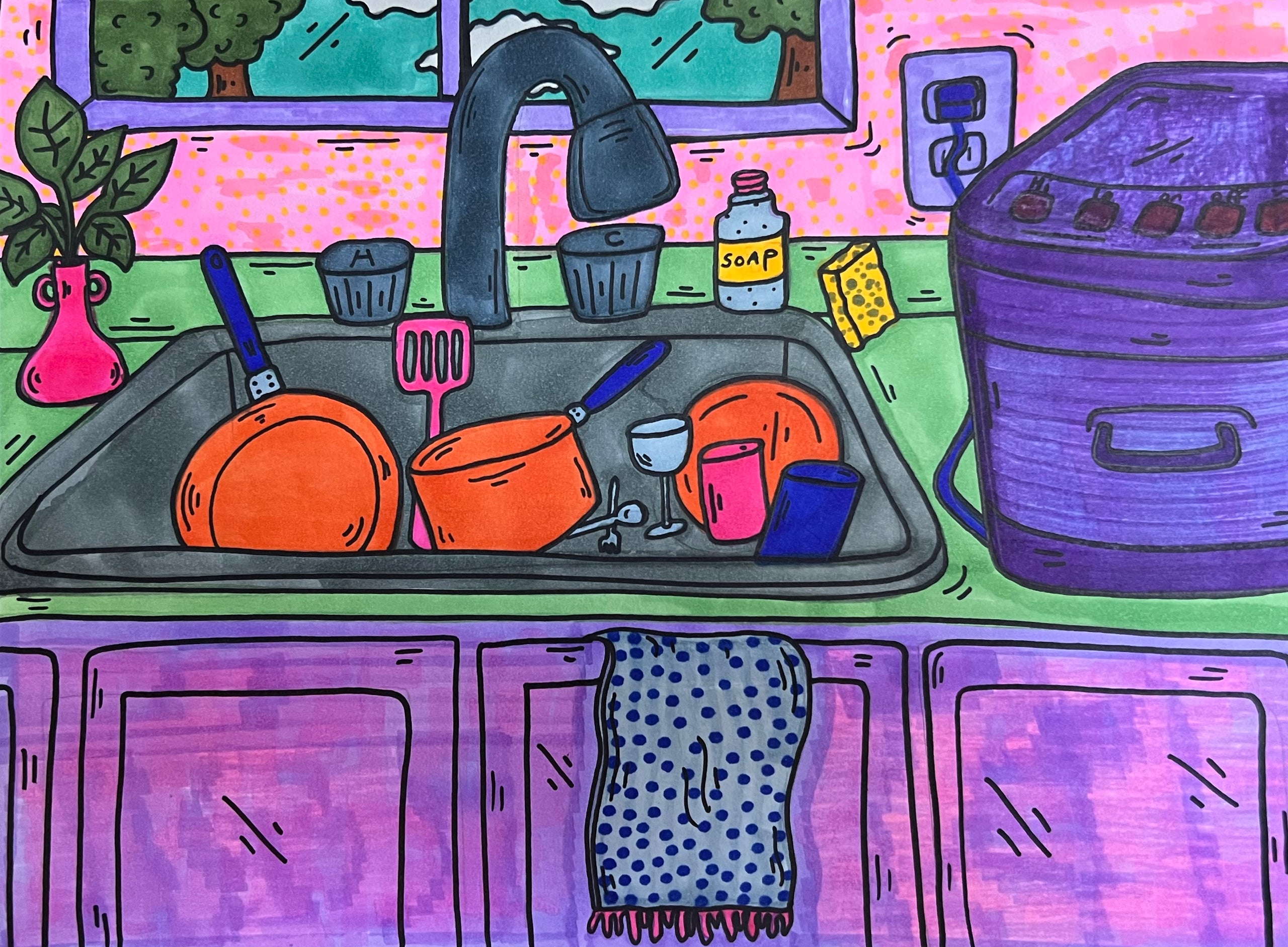 Time to do the dishes drawing